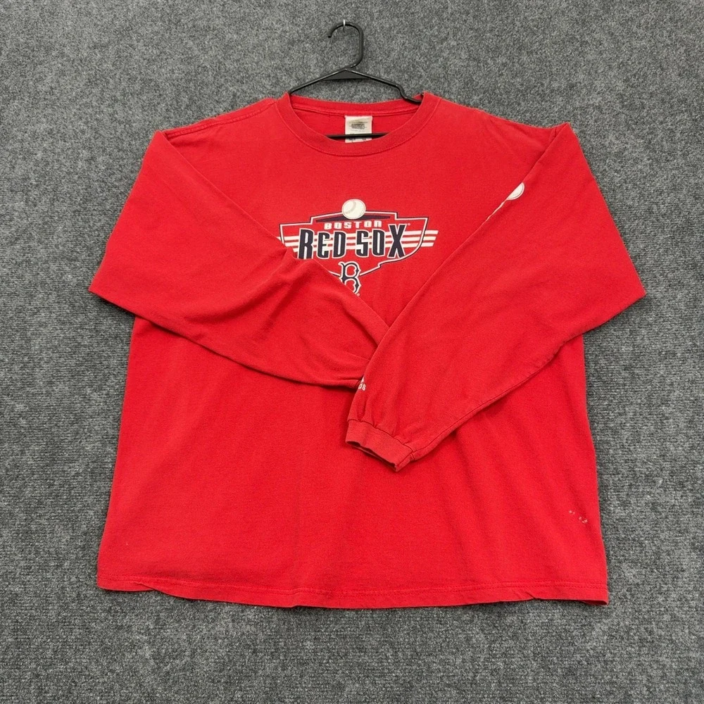 Vintage Boston Red Sox Adidas Shirt Mens L Red Cotton Long Sleeve Graphic Sporty
